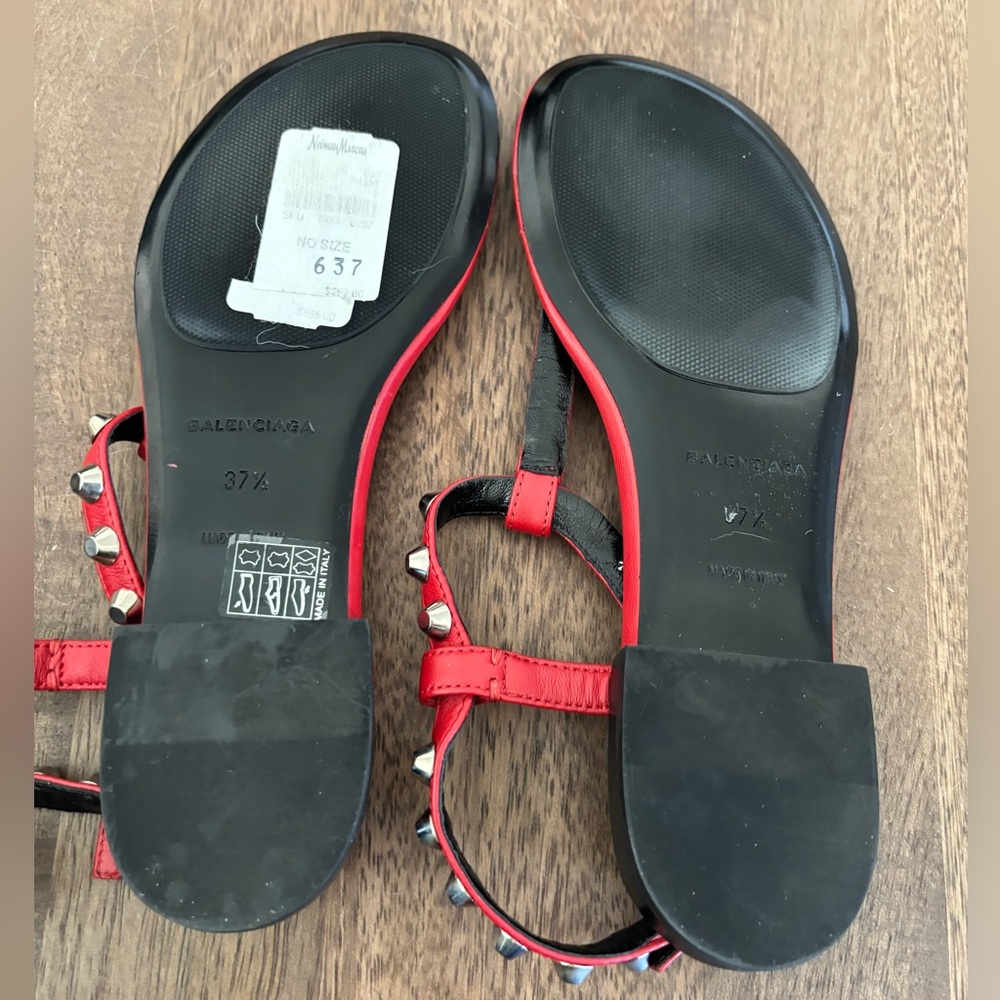 Balenciaga Red Studded Sandals - Picture 3 of 3